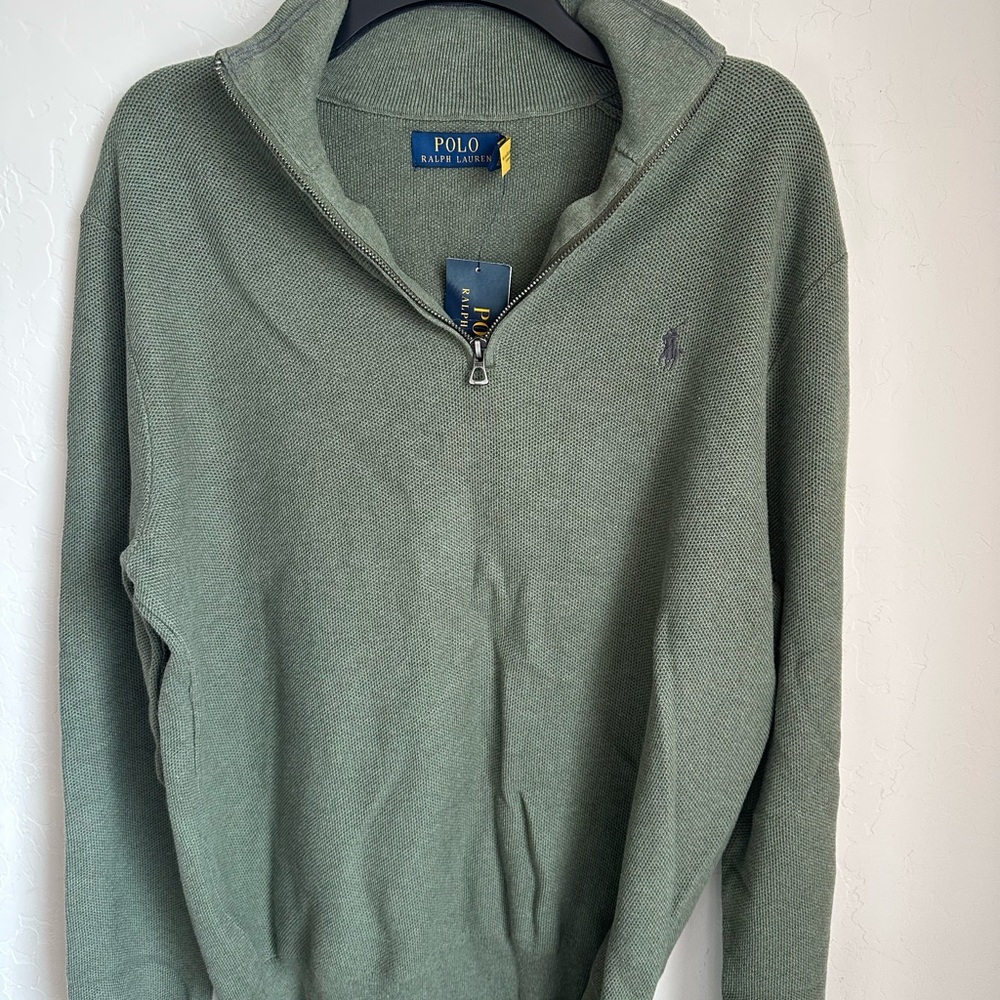 Polo by Ralph Lauren Olive Zip-Up Men's Sweater